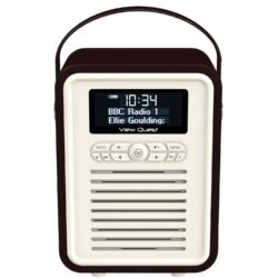 VQ Retro Mini Black - Stylish DAB/DAB+/FM Radio and Bluetooth Speaker with Aux-In  Clock and Duo Alarm